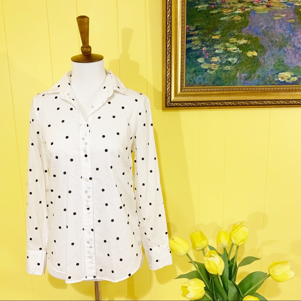 White polka dots J. Crew shirt